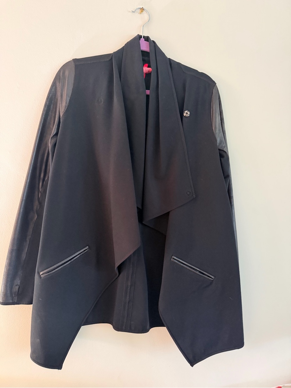 SPANX Black Draped Open Front Blazer Jacket